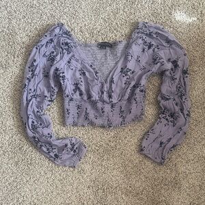 Kendall & Kylie Purple Floral Smocked Blouse